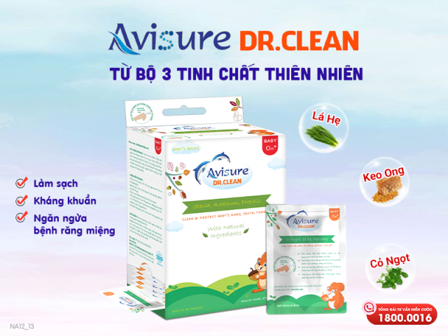 Gạc rơ lưỡi Avisure Dr.Clean – Sản phẩm kháng khuẩn dành cho trẻ sơ sinh 