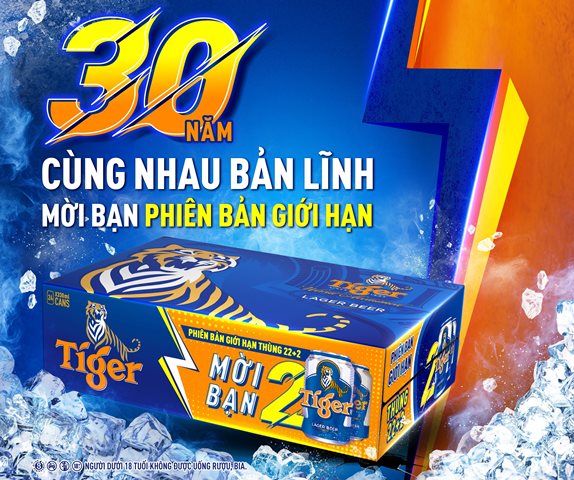 Tiger Beer ra mắt phiên bản thùng giới hạn đánh dấu cột mốc 30 năm cùng Việt Nam “Đánh thức bản lĩnh”