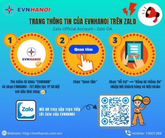EVNHANOI ra mắt trang Zalo phục vụ khách hàng sử dụng điện