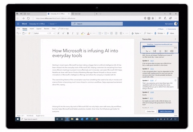 Microsoft Word bổ sung công cụ chuyển ghi âm thành văn bản hỗ trợ nhà báo, sinh viên