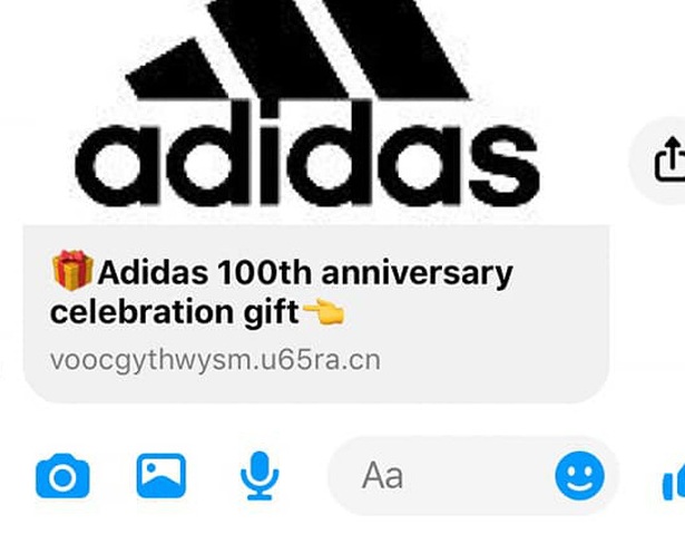 Truy cập link giả mạo Adidas tặng quà, mất tài khoản Facebook
