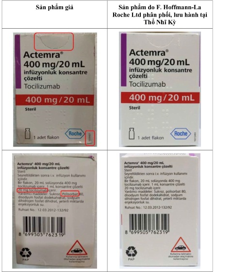 Cảnh báo thuốc Actemra 400 mg/20 mL giả lưu hành trên thị trường