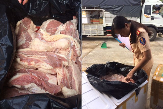 Thu giữ hơn 300 kg thịt bò thối đang trên đường ra Hà Nội tiêu thụ