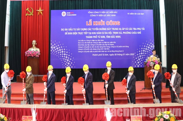 PC Bắc Ninh: Khởi công xây dựng các tuyến đường dây trung hạ áp và TBA phụ tải bán điện trực tiếp tại khu dân cư Đa Hội - Trịnh Xá