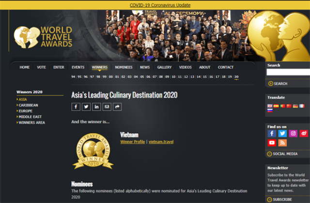 Giải ‘Oscar của ngành Du lịch Thế giới’ vinh danh Việt Nam