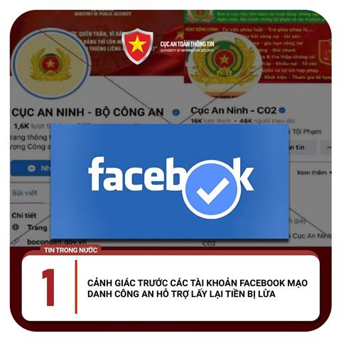 Tạo tài khoản facebook mạo danh công an hỗ trợ lấy lại tiền bị lừa