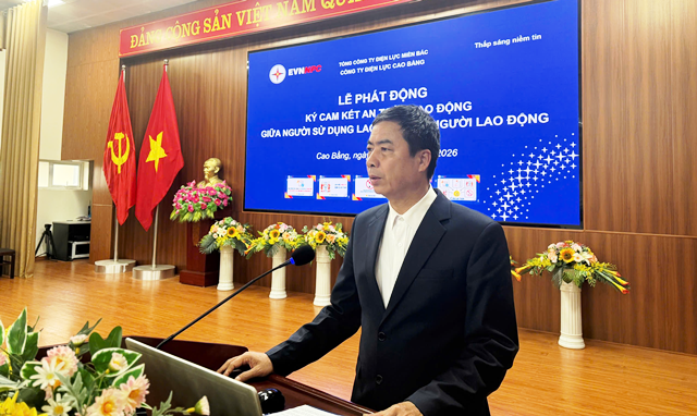 Công ty Điện lực Cao Bằng phát động ký cam kết an toàn lao động năm 2026