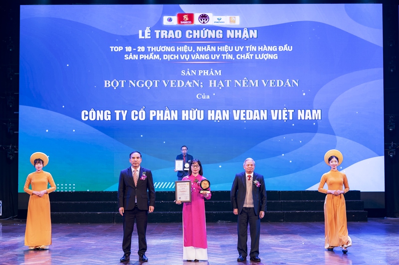 Vedan được trao Chứng nhận "Top 10 Sản phẩm Vàng uy tín chất lượng Việt Nam năm 2025"