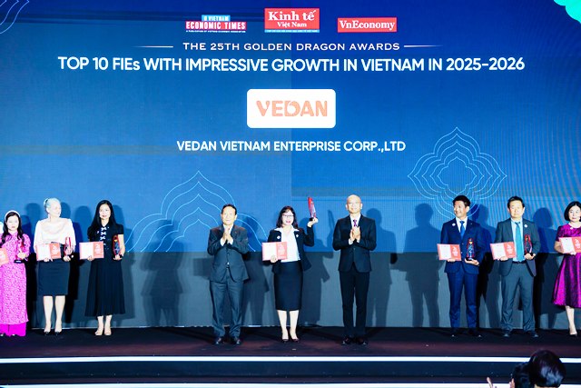 Vedan Việt Nam nhận giải thưởng Rồng Vàng năm 2026