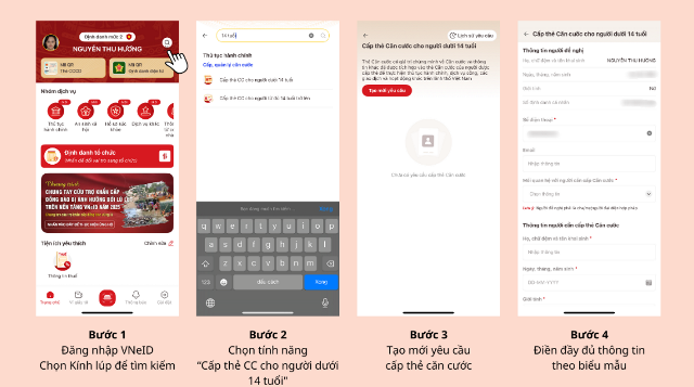 Hướng dẫn cách đăng ký cấp đổi căn cước cho trẻ dưới 14 tuổi qua VNeID
