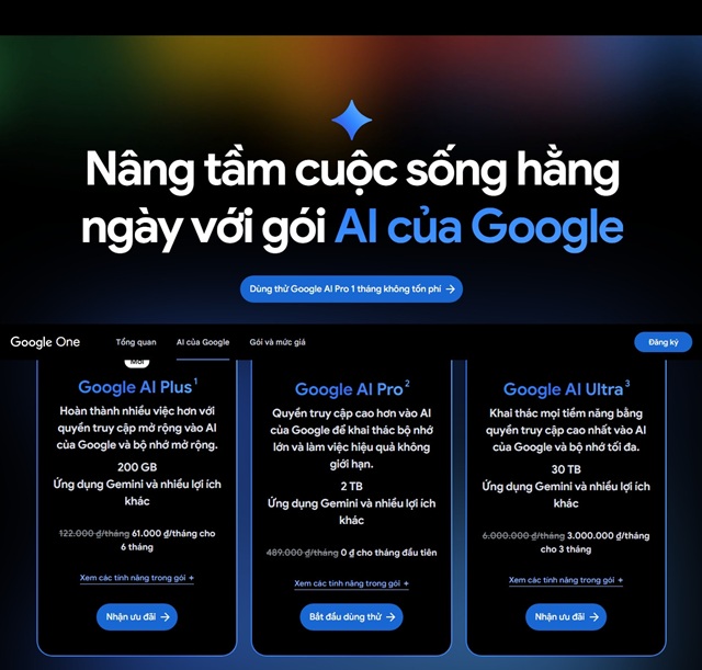 Google vừa giới thiệu gói AI Plus mới, bên cạnh Google AI Pro và Google AI Ultra, cho phép người dùng Việt Nam sử dụng Gemini với giá 122.000 đồng mỗi tháng.