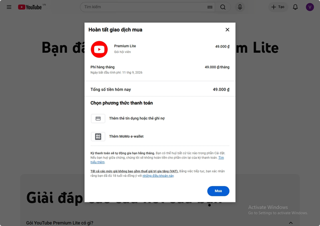 Gói xem YouTube không quảng cáo giá rẻ có mặt tại Việt Nam