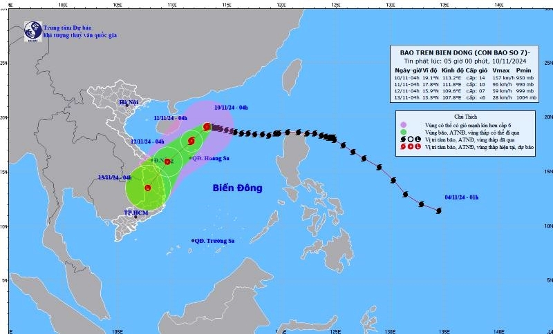 Bão số 7 mạnh cấp 14, giật cấp 17