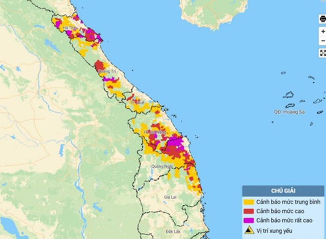 Cảnh báo nguy cơ lũ quét, sạt lở đất do mưa lũ từ Hà Tĩnh đến Quảng Ngãi trưa nay, 2/11