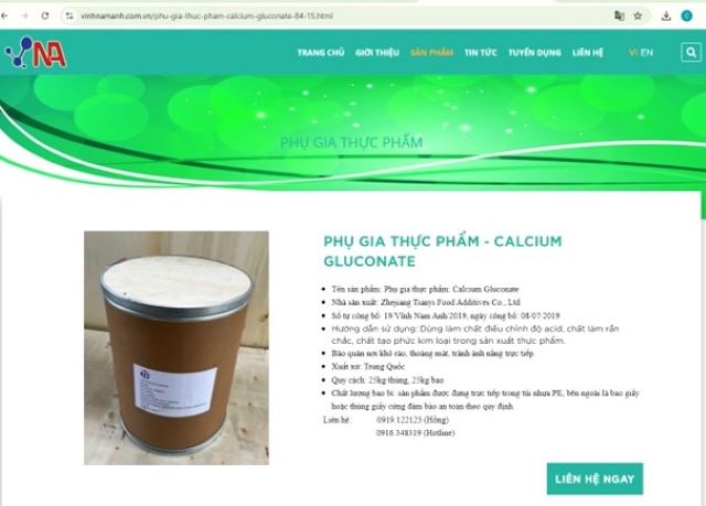 Cục ATTP: Xử phạt Công ty TNHH Vĩnh Nam Anh quảng cáo phụ gia thực phẩm vi phạm quy định pháp luật về quảng cáo